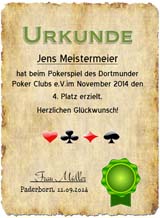 Urkunde fr Spiele wie Poker oder Kartenspiele